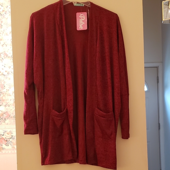 P.S. Kate Sweaters - Burgundy Cardigan